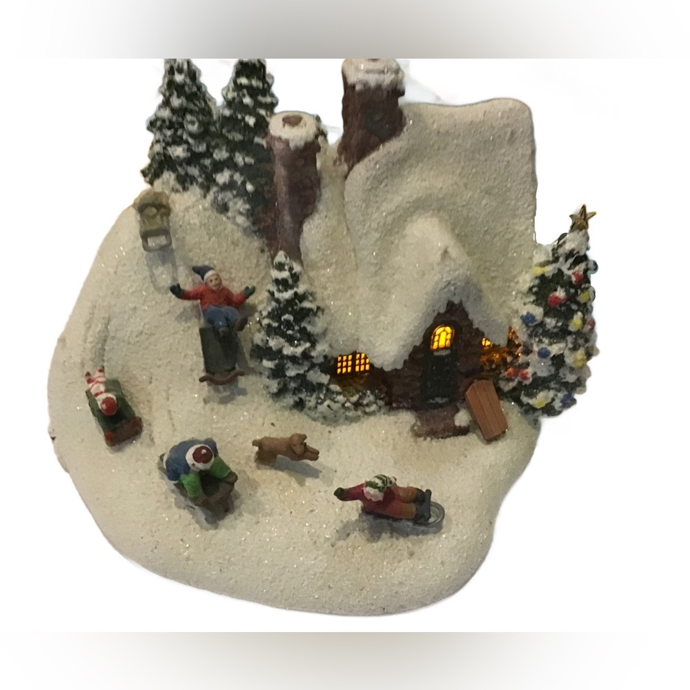 Light up Thomas Kinkade figurine battery operated winter of light Sleigh ride